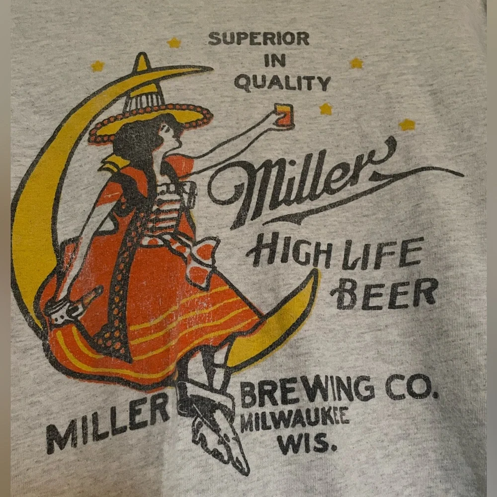 Miller High Life Vintage Logo Gray T-Shirt - Picture 3 of 5